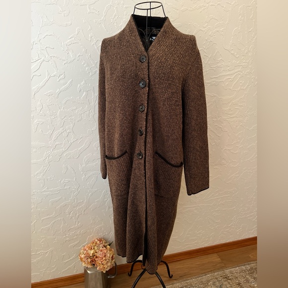 J. Jill Sweaters - J Jill Brown Tweed Cotton Blend Duster Cardigan Sweater Jacket